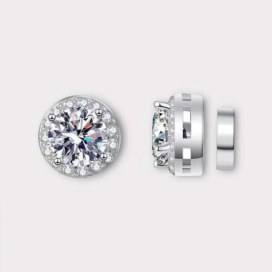 Moissanite Magnetic Halo Earrings