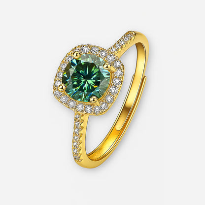 Moissanite Square Halo Ring