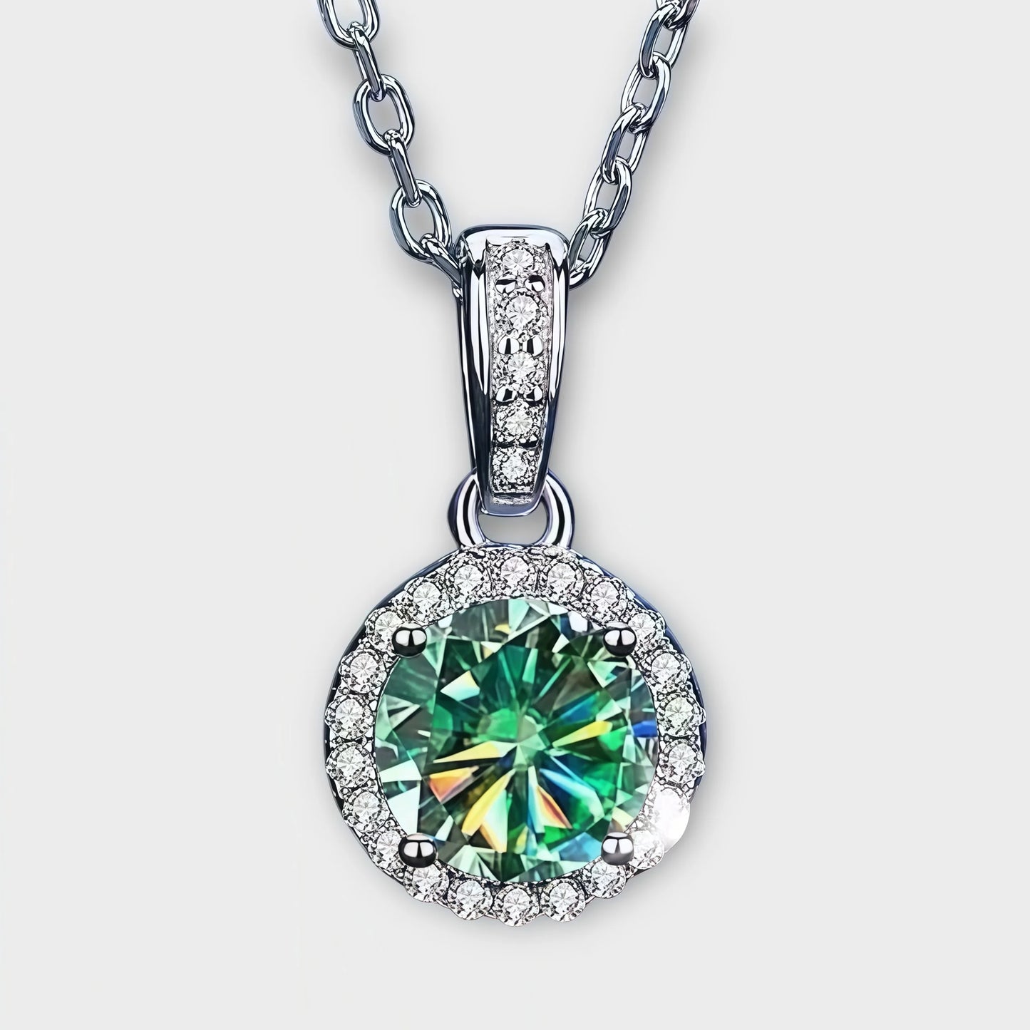 Moissanite Halo Necklace