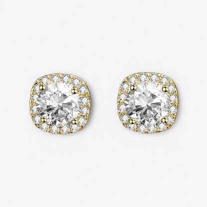 Square Moissanite Halo Earrings