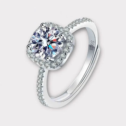 Moissanite Square Halo Ring