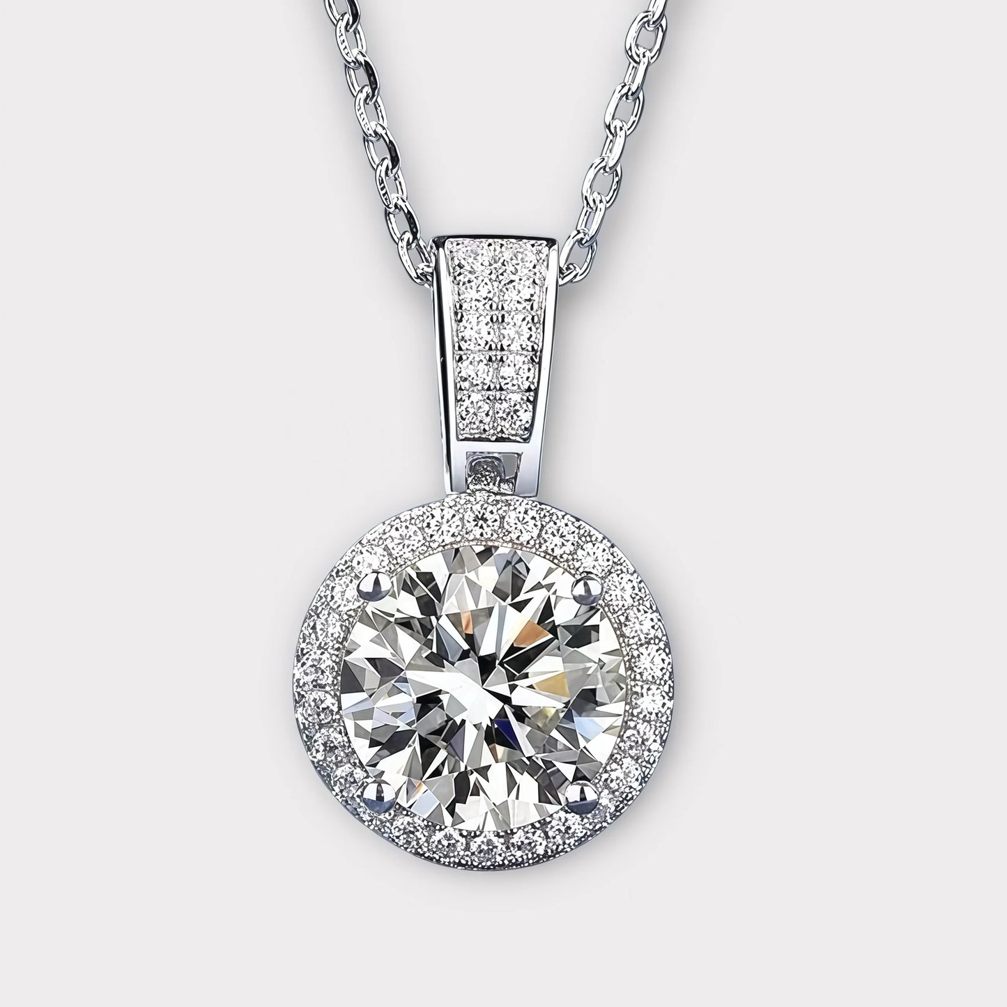 Moissanite Halo Necklace