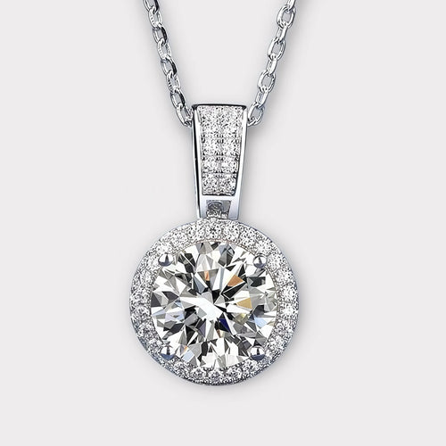 Moissanite Halo Necklace