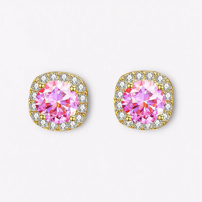 Square Moissanite Halo Earrings