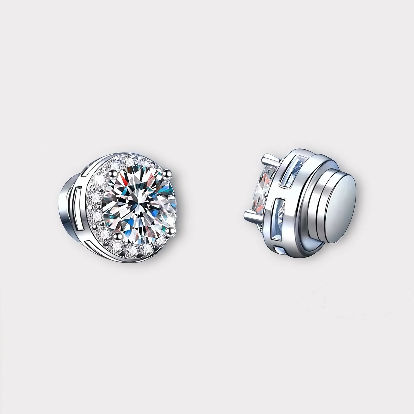 Moissanite Magnetic Halo Earrings