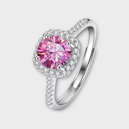 Moissanite Square Halo Ring