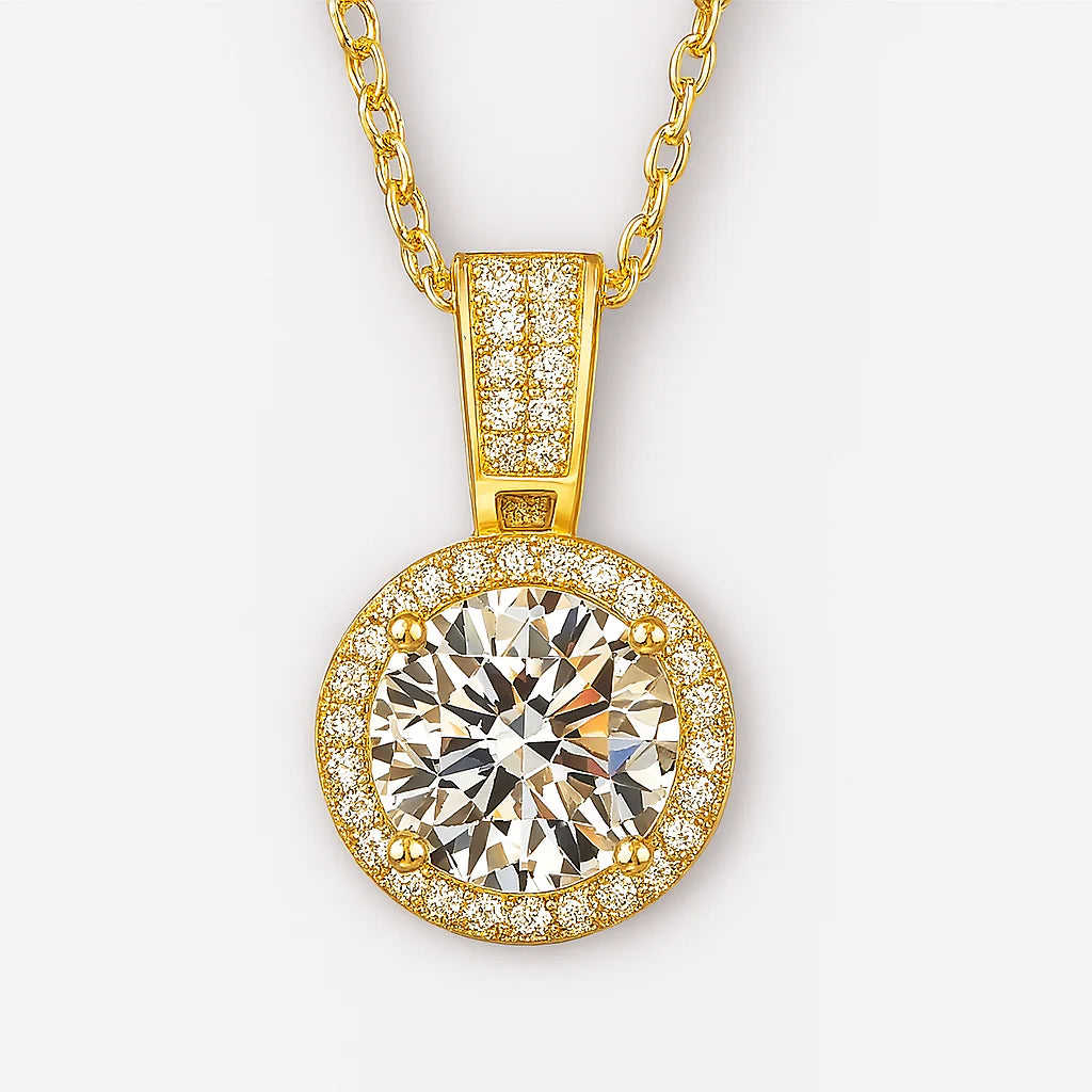 Moissanite Halo Necklace