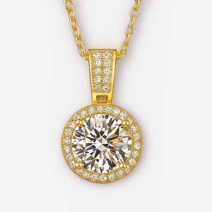 Moissanite Halo Necklace