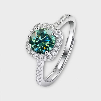 Moissanite Square Halo Ring