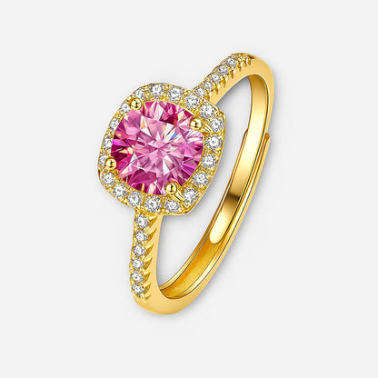 Moissanite Square Halo Ring