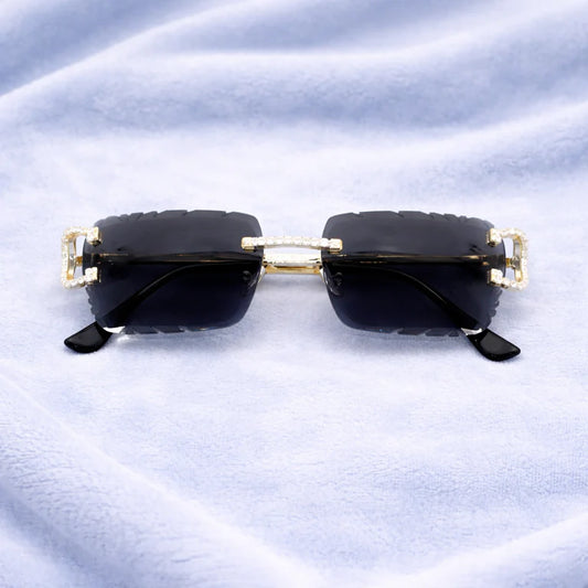 Black Iced Out Designer Glasses