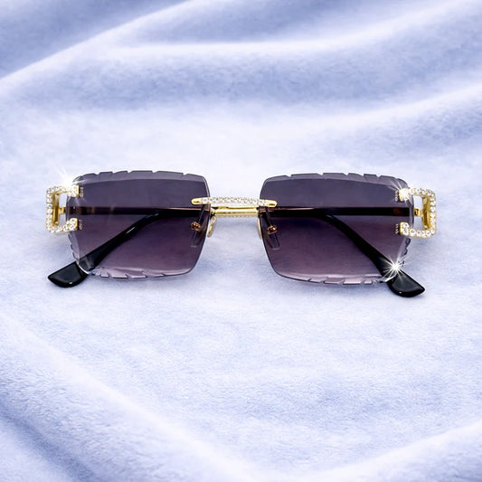 Purple Iced Out Designer Glasses