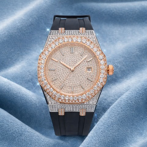 Copper Royal-Oak Silicone Band Moissanite Watch